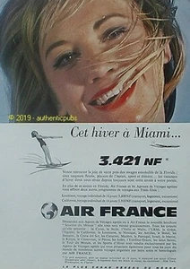PUBLICITE AIR FRANCE CET HIVER A MIAMI FLORIDE ETATS UNIS USA DE 1961 FRENCH AD - Imagen 1 de 1