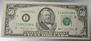 1990 Error Ink Bleed $50 Federal Reserve Uncirculated EPQ - Picture 1 of 2