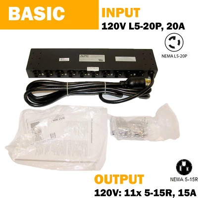 APC AP9550 Rack PDU Basic 1U 20A 120V L5-20P (11)5-15 - Image 1 of 3
