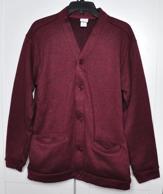 Haband SMALL Fleece Cardigan Style Button-up V neck Burgundy Black - Image 1 of 4