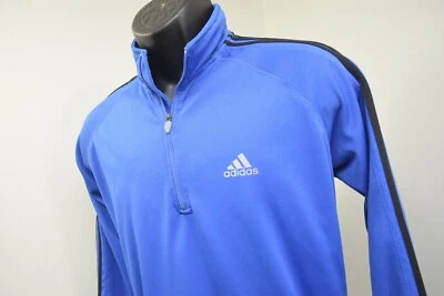 Adidas ClimaLite 1/4 Zip Jacket Blue Striped Long Sleeve Pullover Mens Medium - Image 1 of 4