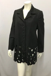 DORA HERBST IBIZA JACKET ARTSY LASER CUT CHARCOAL WOOL SPECTACULAR STYLE SIZE 38 - Picture 1 of 7