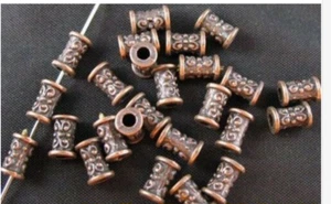 200 piezas Cuentas espaciadoras de barril ornamentadas de metal/cobre envejecido para joyería - Imagen 1 de 4