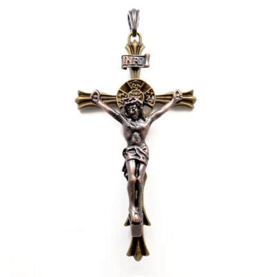 Pingente cruz crucifixo Accents Kingdom cobre e latão INRI Jesus - Imagem 1 de 2