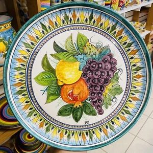 Cerámica Vietri Sul Mare - Placa de 14 pulgadas. ¡Hecha/pintada a mano en ITALIA! - Imagen 1 de 2