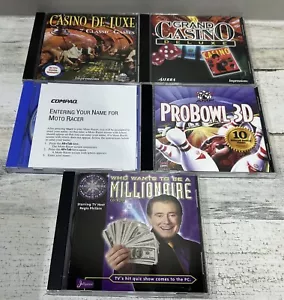 Lotto 5 Giochi PC Windows Vintage Casino Deluxe, Moto Racer, ProBowl 3D, Millionair - Foto 1 di 4