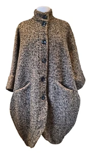 Made In Italy Coat Lagenlook brown bat wing button up pocket One Size Plus 14-22 - Picture 1 of 20