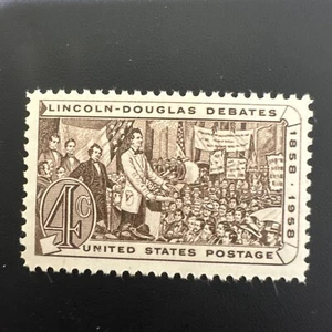 1958 Lincoln Douglas Debates Single 3c Briefmarke, postfrisch, og - Bild 1 von 2