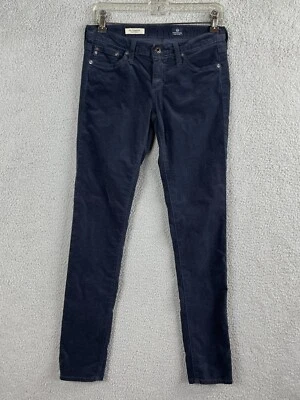 Adriano Goldschmied The Legging Super Skinny velvet pants women 27R navy blue — 第 1/4 张图片