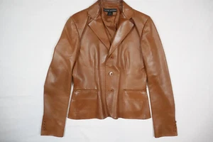 Ralph Lauren Black Label Blazer Jacket Coat Brown Leather USA RARE Vintage 8 - Picture 1 of 7