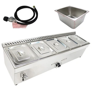 New 5-Pan Liquefied Propane Gas Steam Table Food Soup Warmer 6"deep 1/2 Size - Picture 1 of 24
