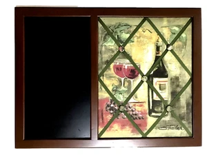 Fabric & Blackboard Message Board-Magnetic-Notes-Photos-Artist Signed-Free Gift - Picture 1 of 5