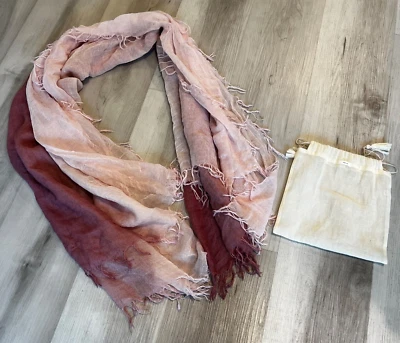 New CHAN LUU Mauve Ombre Dip Dyed Cashmere & Silk Scarf - Image 1 of 4