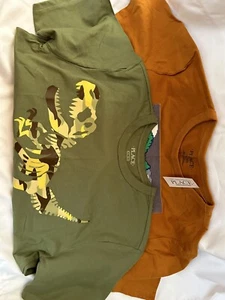 TWO/pair The Children’s Place Kids Large Short Sleeve T-shirts with DINOSAURS - Picture 1 of 4