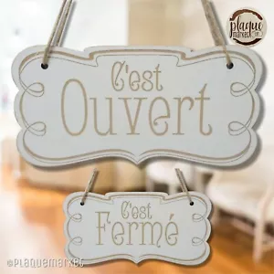 Ouvert / Fermé Panneau de Boutique Bois Shabby Suspendu Plaque de Porte Fenêtre - Picture 1 of 6