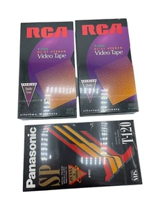 New VHS Video Tape T-120 Lot 3 Blanks Unused RCA Panasonic Hi-Fi Stereo VCR - Picture 1 of 6