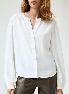 NWT Aritzia Wilfred Naomi Silk Blouse White XXS Long-sleeve button-up shirt - Picture 1 of 6
