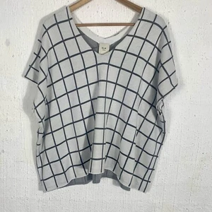 Elk Check Cotton Knit Top Size S/M Poncho Style - Picture 1 of 7