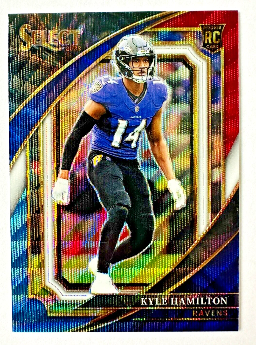 2022 Panini Select Kyle Hamilton Tri Color Wave Prizm RC Suite SP #/149 Ravens!