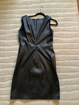 Vestido ajustado de cuero negro Theory talla 12 excelente estado Foto 1 de 4