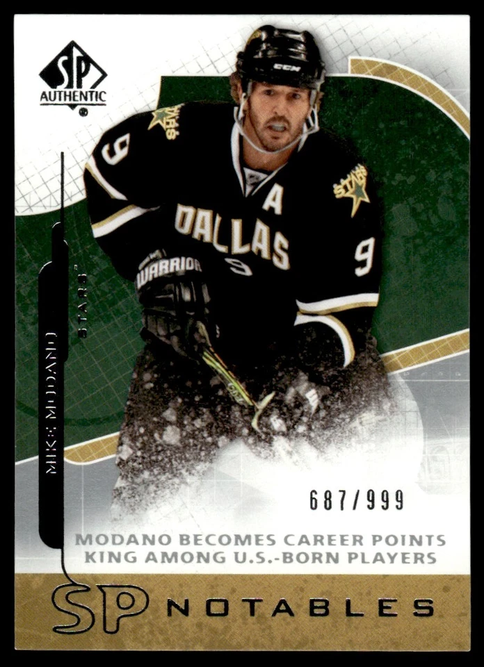 2008-09 SP AUTHENTIC NOTABLES MIKE MODANO 687/999 #134 - Image 1 of 2