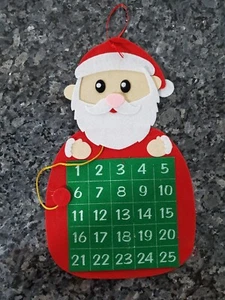 Santa Claus Premium Felt Fabric Advent Countdown Calendar Hanging Decoration - Picture 1 of 7