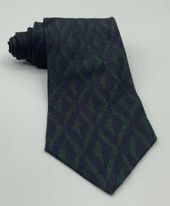 VTG STRUCTURE 100% Silk Italian Men's NECK TIE Blue Green Geometric 3.75”x54” - Picture 1 of 10
