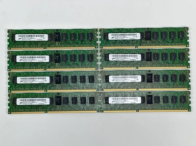 Micron 32GB Lot of 8x 4GB 1Rx4 PC3L-10600R RDIMM ECC DDR3 1333MHz RAM Memory - Image 1 of 3