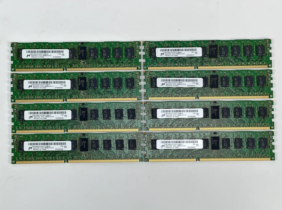 Micron 32GB Lot of 8x 4GB 1Rx4 PC3L-10600R RDIMM ECC DDR3 1333MHz RAM Memory - Image 1 of 3
