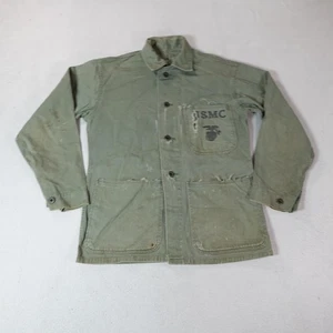 Giacca vintage USMC P41 uomo piccola 34 verde spina di pesce militare combattimento cappotto anni 40 - Foto 1 di 9