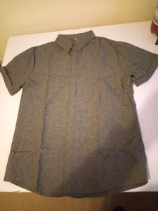 Men's short sleeved concealed button smart shirt dark grey medium 36" 38" - Picture 1 of 4
