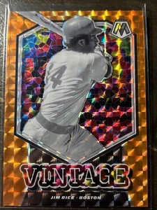 2021 Panini Prizm Jim Rice 28/99 Vintage Orange Fluorescent Prizm Boston Red Sox - Bild 1 von 2