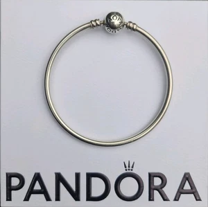 Pandora Logo Clasp Bangle Sterling Silver Bracalet 20cm Genuine! Very Good Cond - Picture 1 of 5