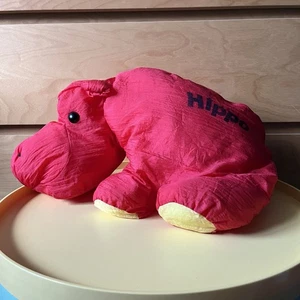 EuroPlay Knautschi Nilpferd Hippo XL rot gelb Ballonseide Tier Kuscheltier 90er - Bild 1 von 6
