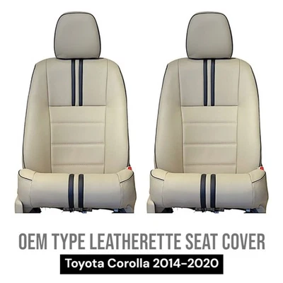 Beige PU Leatherette Front Seat Covers Custom Fit For Toyota Corolla 2014-2020 - Image 1 of 4