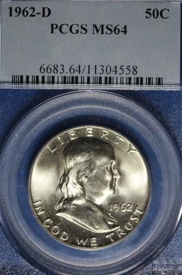 1962 D PCGS MS64 FRANKLIN HALF DOLLAR #B51168 - Image 1 of 2