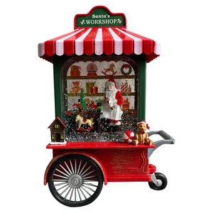 Weihnachtsdeko Santa´s Workshop mit Glitzer 23cm LED Batterie AA - Picture 1 of 7