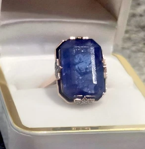 10ct Rose/White Gold 14.2ct Tanzanite Ring - Picture 1 of 4