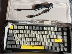 AJAZZ AK820 Mechanical Keyboard (Moon Yellow Switch) Grey White Yellow RGB - Picture 1 of 3