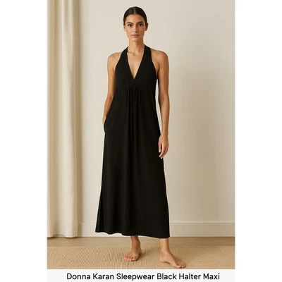 Donna Karan Sleepwear Black Halter Maxi Slip Dress XL - Image 1 of 4