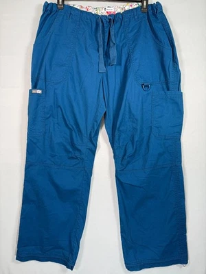Koi Women Scrub Pants 2X Regular Blue Cargo Lindsey 701R PO#HT83160 29.5" Inseam - Image 1 of 4