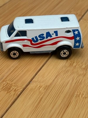 1979 MATCHBOX LESNEY SUPERFAST 68 WHITE CHEVY VAN USA-1 RED BLUE TAMP METAL BASE - Image 1 of 4