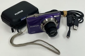 FUJIFILM JV300 COMPACT DIGITAL 14MP PURPLE CAMERA CHARGE CABLE & CASE **READ** - Picture 1 of 18