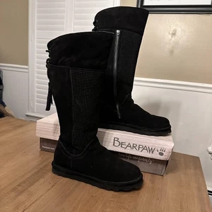 BEARPAW Tracy Boots Womens Size 11 Black Knee High Suede Side Zip Tassel Winter - Picture 1 of 8
