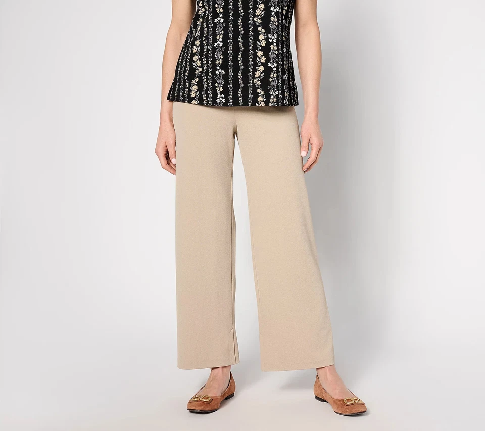 Isaac Mizrahi Pebble Knit Straight-Leg Ankle Pants-Taupe-Petite Large-A631745 - Image 1 of 1