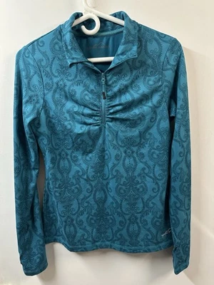 Top Eddie Bauer Mujer Pequeño Revolution Estampado Cachemira 1/4 Cremallera Pullover Elástico Foto 1 de 4