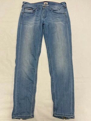 RR991 WOMENS HILFIGER DENIM BLUE FADED STRETCH SLIMMING JEANS UK 12 W32 L28 — 第 1/4 张图片