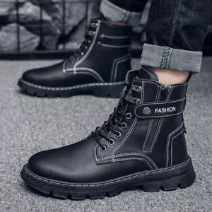 Moda Británica Para Hombre Botas al Tobillo Cremallera Cuero Caballero Zapatos Militares Caminar - Imagen 1 de 11
