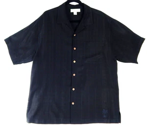 Camisa Tommy Bahama Para Hombre M NEGRA 100% Seda Manga Corta Botones Cuadros - Imagen 1 de 7