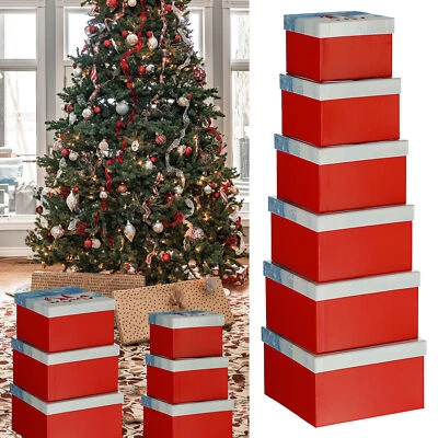 6x Geschenkboxen Frohe Weihnachten Boxenset Geschenkverpackung Box Schachtel - Bild 1 von 4